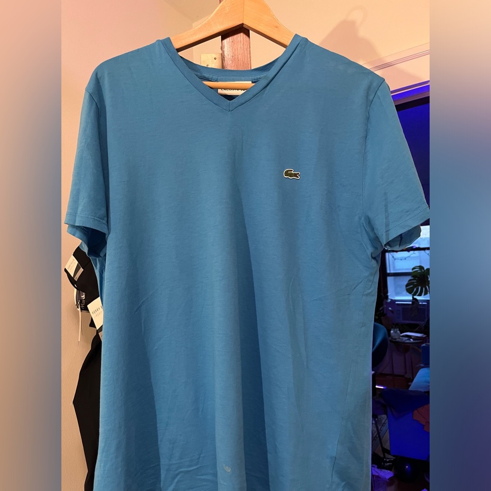 Lacoste Men’s short sleeve v-neck t-shirt.